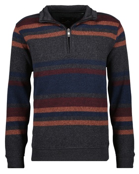 Streifen-Sweater mit Troyer-Kragen