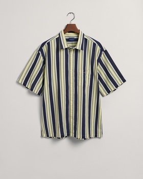 REL COTTON LINEN STRIPE SS SHI Kurzarmhemd