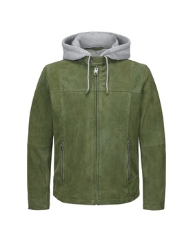 Lederjacke mit Kapuze