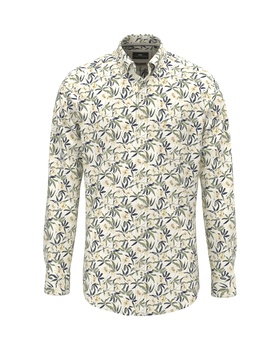 Slub Flower Print Hemd