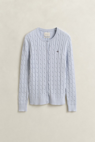 STRETCH COTTON CABLE CARDIGAN