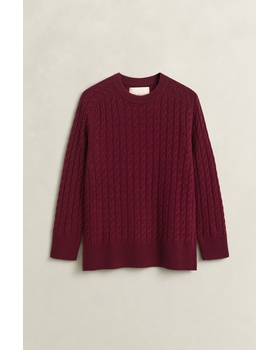 Zopfstrickpullover aus Woll-Kaschmir-Mix