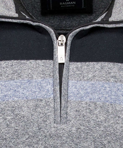 Mock neck zipper striped