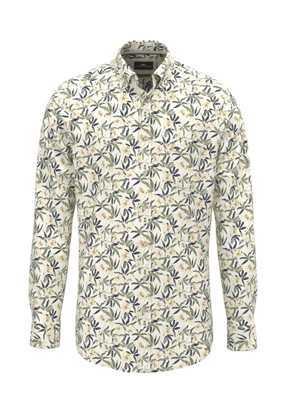 Slub Flower Print Hemd