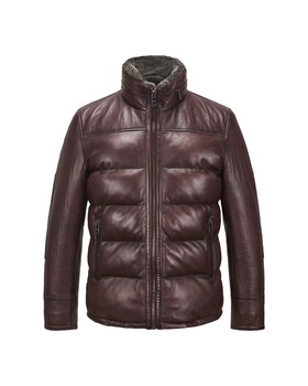 gesteppte Lederjacke mit Lammfellbesatz
