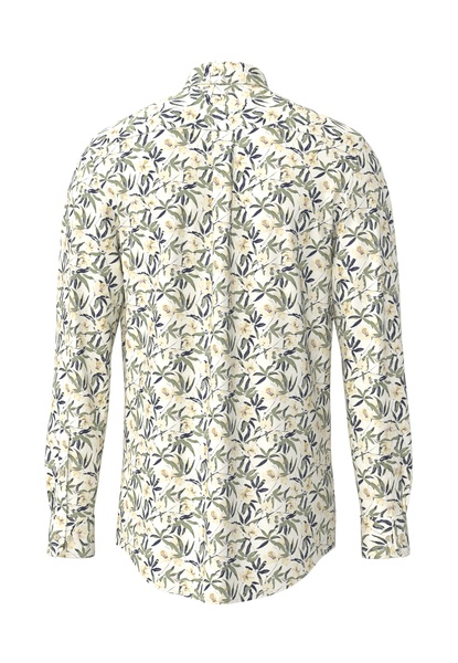 Slub Flower Print Hemd
